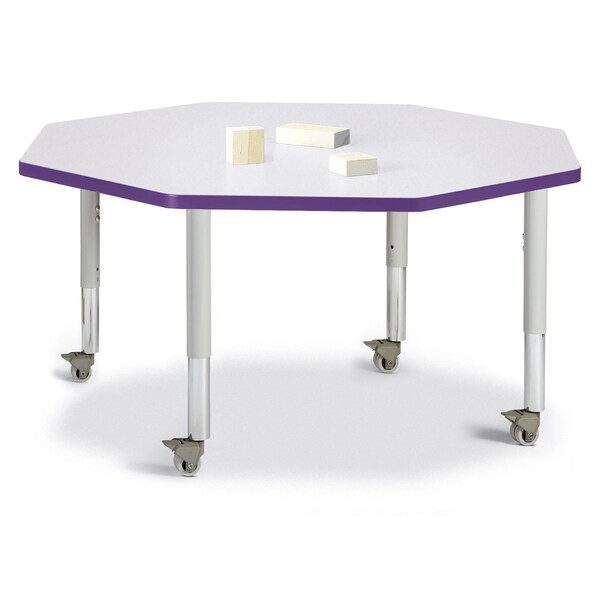 Berries Octagon Activity Table, 48 in. x 48 in., Mobile, Freckled Gray/Purple/Gray